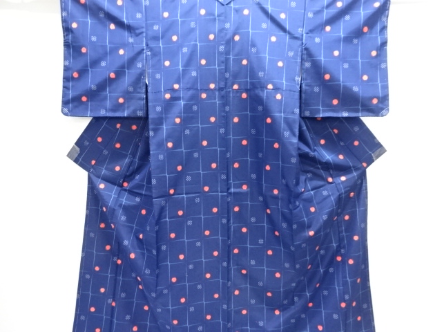 JAPANESE KIMONO / UNUSED KIMONO ENSEMBLE / SILK / YONEZAWA TSUMUGI / WOVEN GRID & DOTS